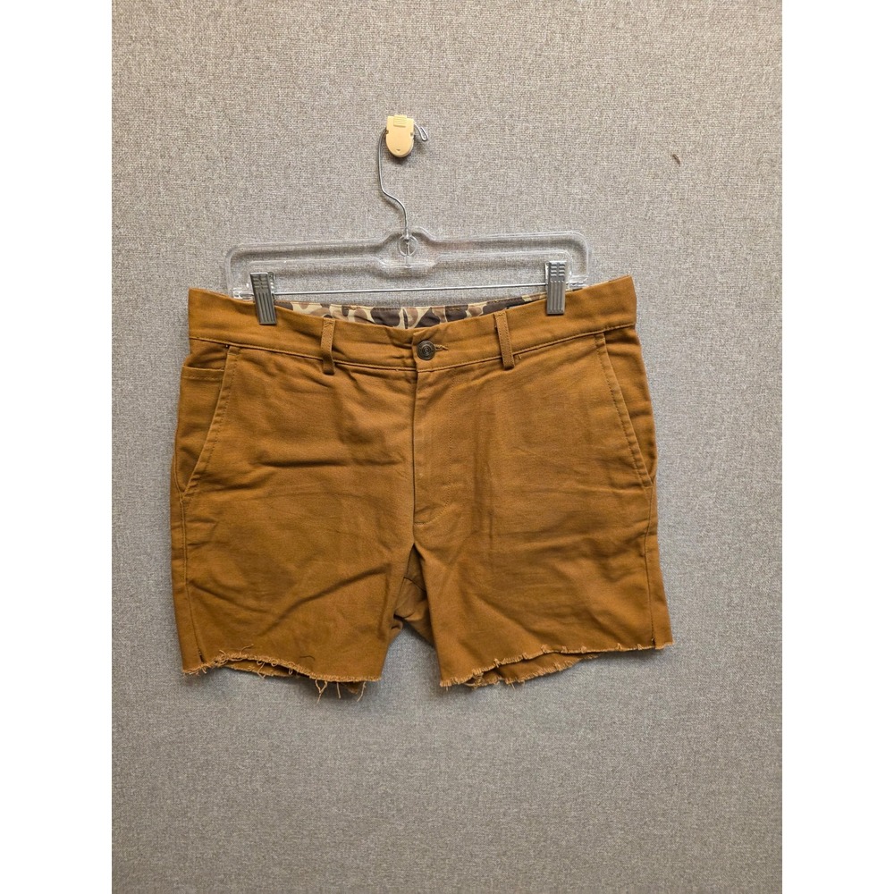 Ball and Buck 6 Point Short Mens 32 Brown Duck Canvas Raw Hem Made in USA Camo